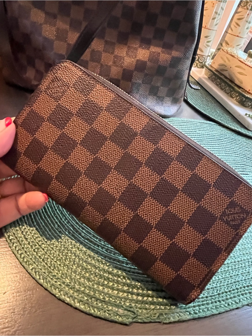 AUTHENTIC LOUIS VUITTON CABAS RIVINGTON TOTE BAG PURSE DAMIER CA 0141 W/WALLETS - Picture 14 of 16